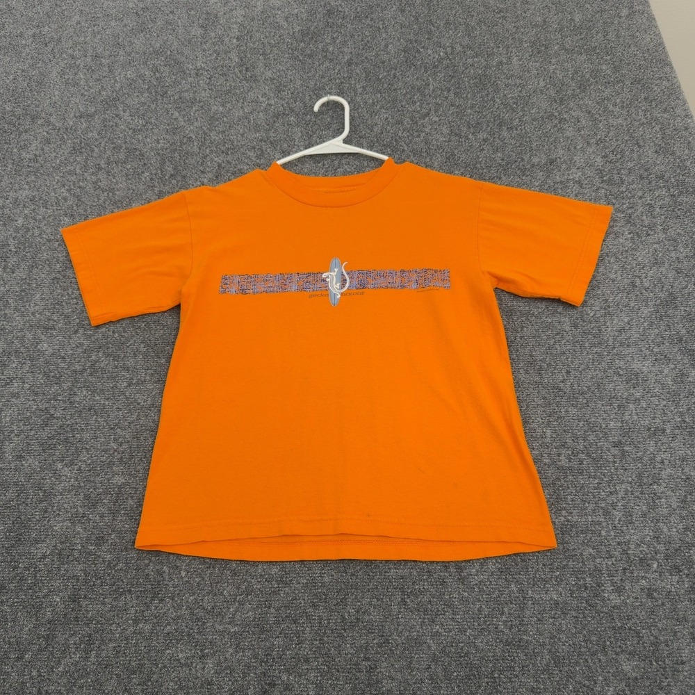Vintage Gecko Hawaii T Shirt Large Orange Cotton Graphic Surf Skate 90s Style